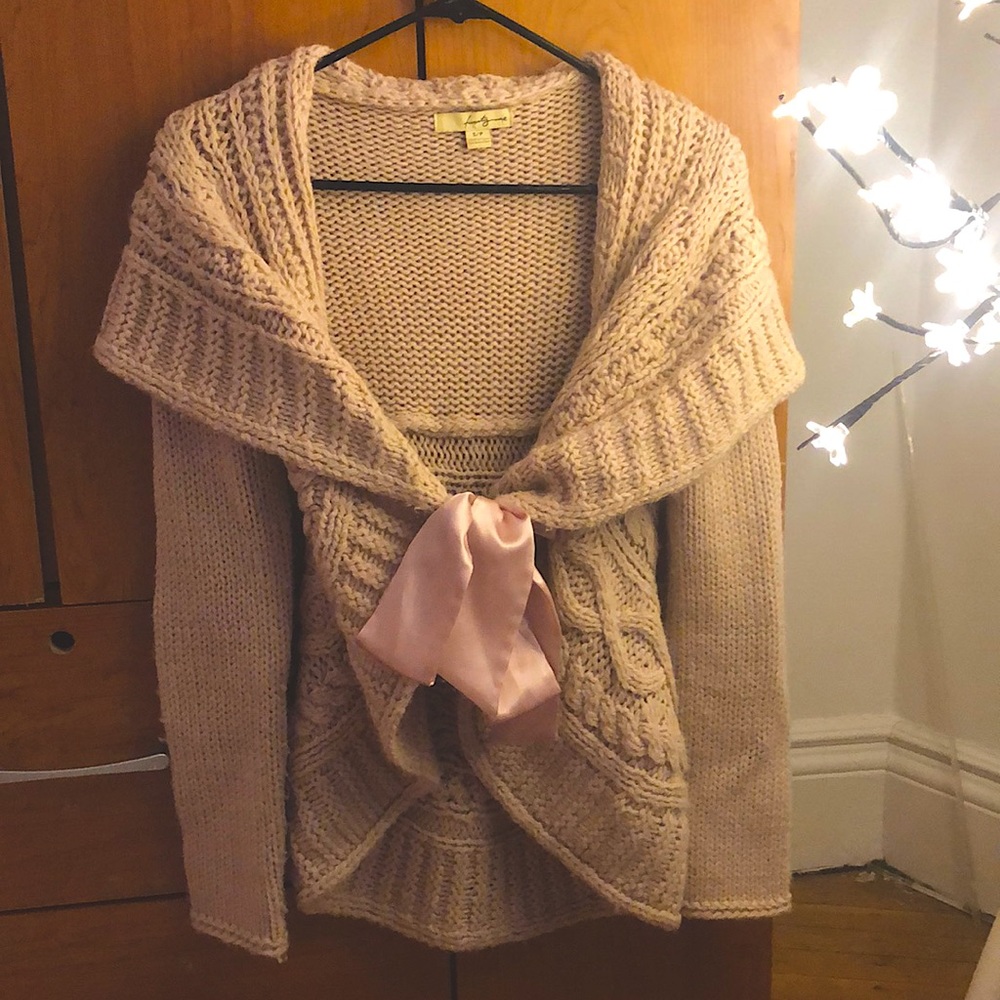 Baby Pink Forever 21 Small Wrap Sweater with Bow